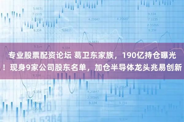 专业股票配资论坛 葛卫东家族，190亿持仓曝光！现身9家公司股东名单，加仓半导体龙头兆易创新
