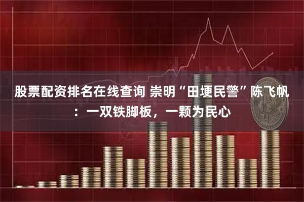 股票配资排名在线查询 崇明“田埂民警”陈飞帆:一双铁脚板,一颗为民心